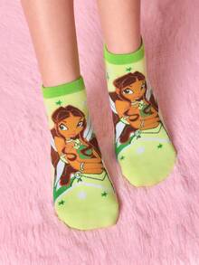 The Winx X SHEIN 6 đôi tất cổ ngắn mềm mại, thoáng khí, thấm hút mồ hôi dành cho nữ và bé gái, họa tiết hoạt hình dễ thương, thời trang và đáng yêu, màu kẹo ngọt, mũi và gót được gia cố để tăng độ bền, phù hợp mọi mùa hè và đông, họa tiết đồ họa, phong cách Y2K. - Nhiều màu - Xem 9