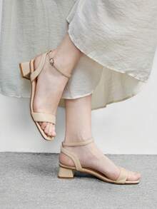 CUCCOO BIZCHIC 女士时尚优雅方头高跟凉鞋，适合办公室、居家及其他场合，春夏款 - 杏色 - 查看 3