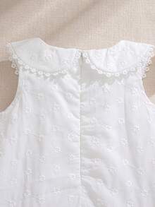 Souflis Souflis French New Style Baby Girls 0-3 Years Old Summer Dress, Delicate Embroidered Fabric, Skin-Friendly, Cute Dress With Peter Pan Collar, Sleeveless Princess Dress - White - View 5
