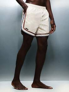 PLAYBOY X SUMWON Bunny Logo Swim Trunks With Contrast Trim Detail And Drawstring Waistband For Beach Summer Swimming Pool Activities - Apricot - View 5