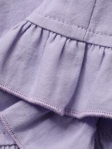 DAZY 可爱荷叶边纯色宽松女士睡衣套装 - 紫色 - 查看 7