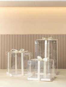 1pc White/Clear Lid Cake Box, Bakery Food Gift Box Suitable For Cakes, Pastries, Chocolates, Cookies, Pies, Birthday Parties, Weddings, Valentine's Day, Gift Packaging - Transparent Lid, Transparent Version - View 8