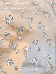 Luxury 10-Pcs 3D Alloy Nail Art Kit - Butterfly, Heart, Bow Charms With Rhinestones For DIY Manicure Pedicure, Perfect Gift For Nail Lovers & Friends - Multicolor - View 7
