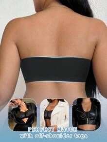 DesireSculpt 1pc Plus Size Black Wireless Lace Front Closure Supportive Bra - Black - View 2