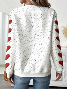 EMERY ROSE 加大码女式爱心波点印花拉链圆领卫衣 - 彩色 - 查看 2