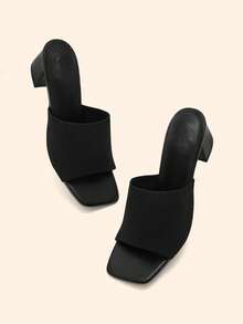 CUCCOO BASICS Sandal Mule Hak Tinggi Serbaguna untuk Wanita, Cocok untuk Pemakaian Sehari-hari, Hari Valentine, dan Musim Panas. - Hitam - View 3