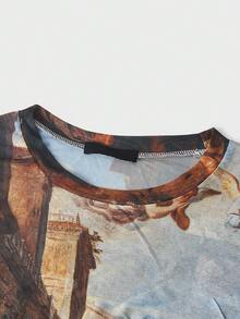 FeverCity Men's Casual Portrait Graphic Round Neck Long Sleeve T-Shirt, Autumn Long Sleeve Tops Graphic Religious Shirt Art Shirt - Multicolor - View 5