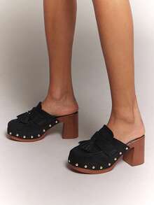 Solezae Women's Classic Versatile Platform Mules Valentine's Day - Black - View 2