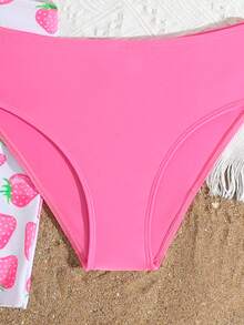 SHEIN Tween Girl Strawberry Print Swimsuit/3 Pieces Set, Beach Vacation - Multicolor - View 3