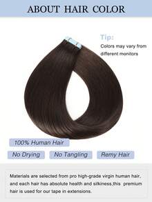 20Pcs 50Gram Tape In Hair Extensions Human Hair 18inch Remy Hair Extensions Color 2 Darkest Brown Fashion Tape In Extensions, Tape In Human Hair Extensions Add Length For Wedding - S2 - View 4