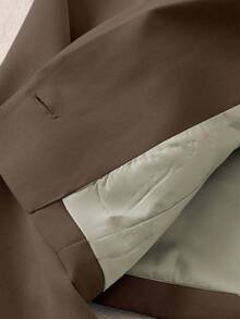 Franclia Petite Blazer de manga corta, casual de negocios, primavera/verano - Marrón Mocha - Ver 4