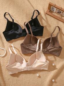 DesireSculpt 3pcs/Set Soft & Comfortable Wireless Supportive Everyday All-Match Bras - Multicolor - View 2