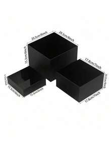 3pcs Black Acrylic Buffet Stand - Black Dessert Display Rack With Hollow Bottom, Cubic Pillar Box Nested For Dessert Food Catering Self-Service Display Party Supplies - Multicolor - View 7