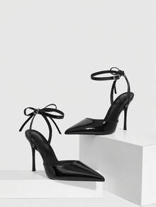 CUCCOO SZL 女士Y2K朋克机车风高跟鞋，适合万圣节、圣诞节、派对装扮 - 鏡面料黑色 - 查看 6