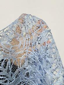 Maweii Plus Size Women Elegant Patchwork Waist Cinched Long Dress - Baby Blue - View 7