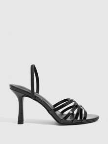 CUCCOO SZL Women's Pointed Toe Criss-Cross Design Fashion High Heel Sandals Valentine's Day - Black - View 3