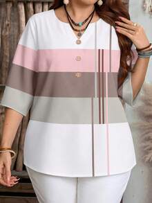 EMERY ROSE Camicia casual minimalista di taglia comoda, adatta per l'estate - Multicolore - Visualizzare 5
