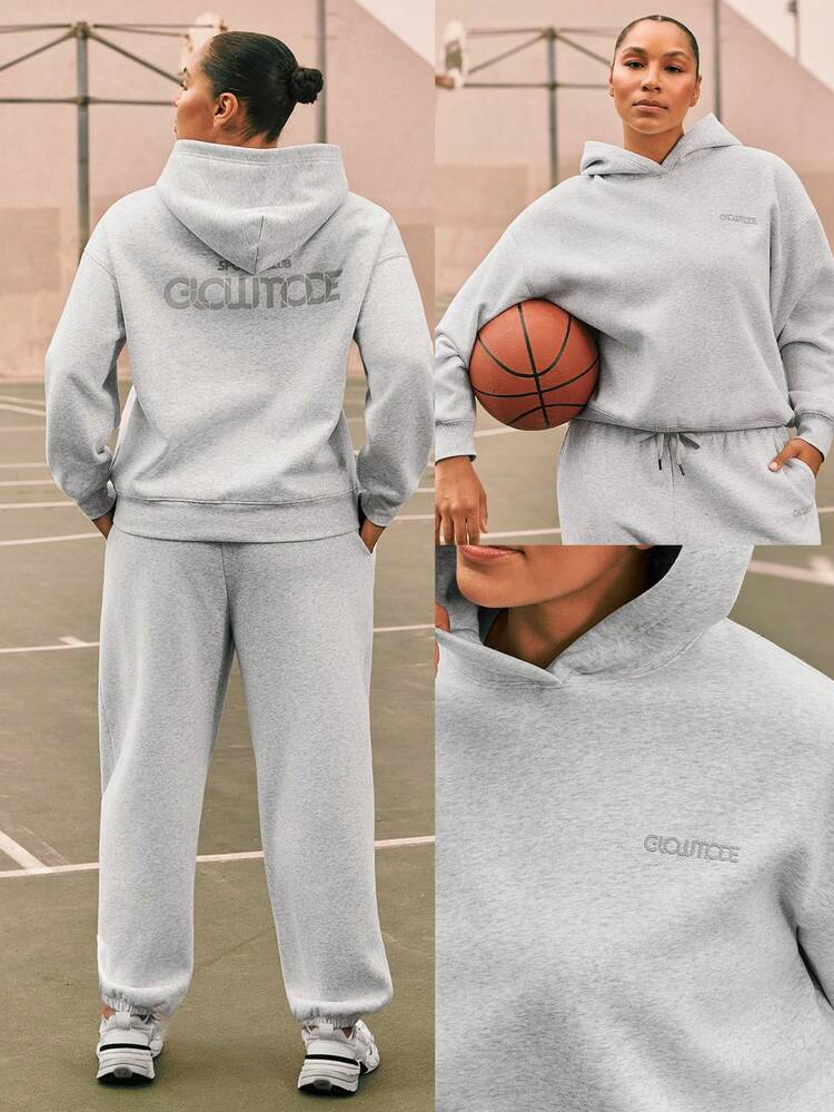 Große Größen Fleece Kuschelig Kern Weich Warm Locker Sitzende Samtige Textur Muster Kordelzug Kapuzenpullover Alltäglicher Lässig Trage