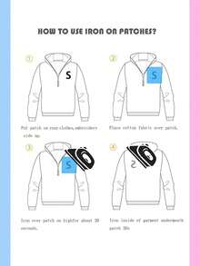 6片天蓝色亮片五角星图案布贴，卡通风格刺绣缝纫贴花贴纸，DIY工艺品，适用于服装、鞋子、帽子、包包等。 - 天藍色 - 查看 4