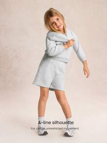 GLOWMODE Kids Collection Everyday Fleece Bundle Up Soft Warm Elastic Waist Loose Fit A-Line Shorts Daily Casual Outdoor Wear - Grey - View 4
