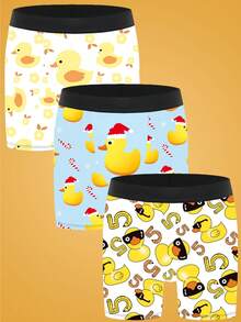 3pcs/Pack Men's Printed Boxer Briefs - Multicolor - View 1