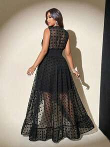 Viva Relle Plus Size Sleeveless Elegant Romantic Versatile Dress - Black - View 3
