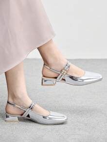 CUCCOO BIZCHIC Women's Classic Black Flat Slip-On Casual Commuter Shoes For Christmas - Silver - View 3