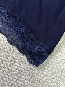 Glimmora 蕾丝拼接修身女式吊带背心 - 藏蓝色 - 查看 4