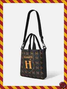 HARRY POTTER X SHEIN 女士时尚一体式单肩包，印花单肩包，配有可调节肩带，女士休闲通勤单肩包 - Orange Ignite - 查看 2
