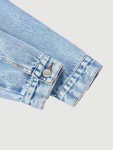 Sweetra Fashionable Casual Denim Jacket And Coat For Women - Blue - View 4