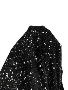 Xyvia Women's Black Solid Silver Polka Dot Fabric Waist Flared Leg Flare Pants, Elegant And Sophisticated, Suitable For Birthday Gifts, Dates, Parties, Slim Fit, Sexy, Street Style, Valentine's Day, May Day, Easter, Travel, Spring/Summer Flare Pants - Black - View 4