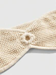 ROMWE Hippie Y2K性感钩针吊带系带修身迷你连衣裙 - 杏色 - 查看 4