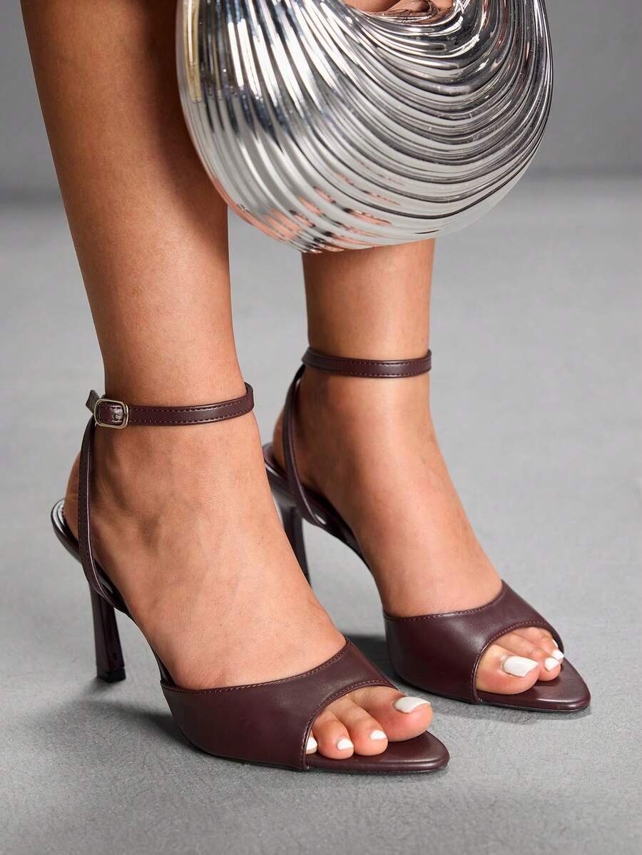 CUCCOO SZL Giày sandal cao gót nữ màu đỏ tía tối giản, có thể điều chỉnh, thích hợp cho mặc hàng ngày, giày mùa xuân, kỳ nghỉ xuân, lễ Phục sinh, dạ hội. - Rượu vang đỏ đậm - Xem 1