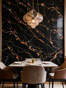 1片装黑色金色大理石纹乙烯基自粘墙纸，防水防油耐热，可撕贴于台面，易于安装和拆卸，适用于厨房橱柜、浴室家具装饰、家居装修DIY项目 - 彩色 - 查看 3