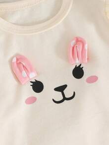 Cozy Pixies Newborn Baby Girl Cartoon Animal Print Knit Soft Crew Neck Long Sleeve Top And Elastic Waist Pants 2-Piece Set