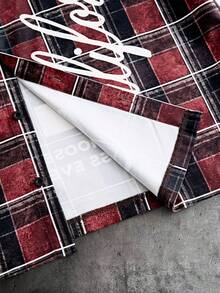 AXEPEAK 男士字母格纹印花短袖单排扣休闲衬衫 - 彩色 - 查看 5