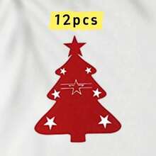 12 Pieces Christmas Tree Silverware Holders, Felt Tableware Bags Christmas Table Decorations, Christmas - Multicolor - View 12