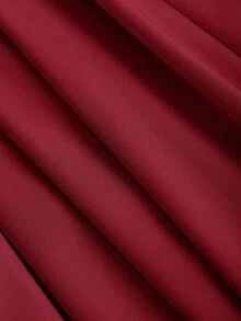 Sweetra 女士纯色荷叶边腰部打结长款休闲裙 - 酒紅色 - 查看 5