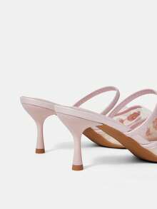 CUCCOO HITCHD 女士时尚优雅派对花卉刺绣网纱蝴蝶装饰尖头高跟鞋 - 淺粉色 - 查看 12