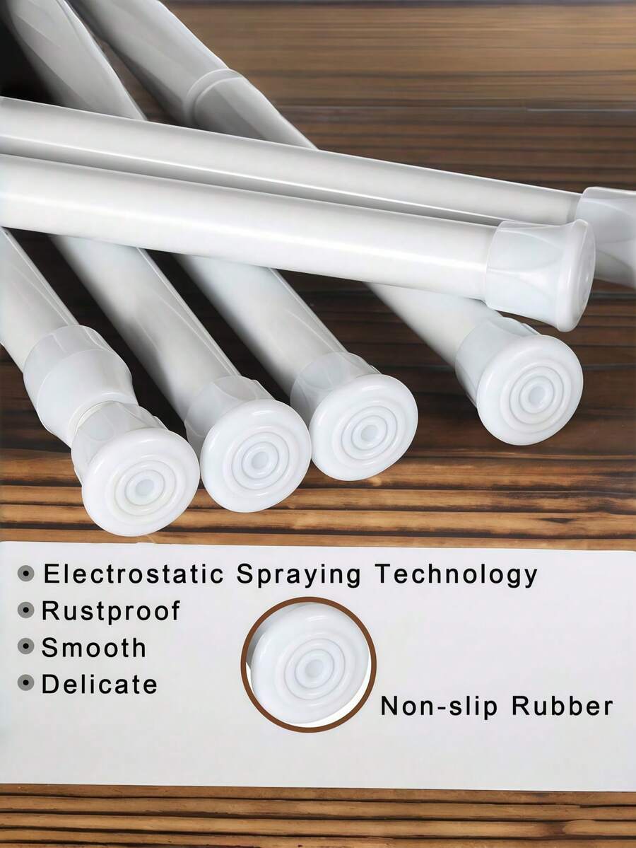 Adjustable Space Divider Rod - 2 Packs Spring Tension Rod, No Drill For Hanging Curtains, Clothes, Room Partition - White - View 1