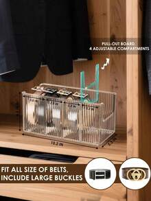 2pcs/1pc Acrylic Waist Belt Organizer Box, Suitable For Wardrobe And Drawers - With Adjustable 3 Compartments And Stackable Design, Wardrobe And Drawer Storage, Can Store Ties, Belts, Jewelry - Multicolor - View 6