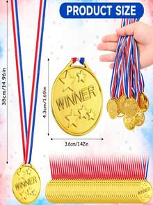 200 Peças Medalhas Pequenas de Plástico Dourado, Lembrancinhas Multiuso, Adequadas para Jogos e Comemorações, Enche Cestas, Perfeitas para Festas, Jogos, Eventos Esportivos e Concursos de Talentos, Material PP Durável, Ótimo para Jogos, Comemorações, Competições Esportivas, Concursos de Talentos, Competições de Soletração, Festas de Aniversário e Atividades em Grupo, Reuniões de Feriados - Multicolorido - Visão 3