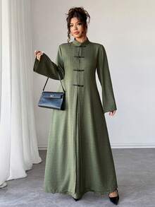 SHEIN Elenzya 2pcs Plus Size Chinese Style Multicolor Fabric Button Design Set - Green - View 6