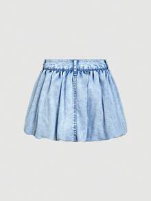Sweetra Women's Casual Denim Mini Skirt - Blue - View 2