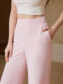 MOTF PREMIUM WOMEN'S CASUAL PINK SEAM FRONT FLARE LEG SUIT PANTS, SPRING/SUMMER - Pink - View 2