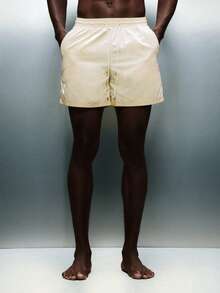 PLAYBOY X SUMWON Bunny Logo Beach Swim Trunks With Elastic Drawstring Waistband And Side Pockets Summer Casual Swimwear - Yellow - View 6