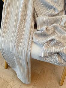 SHEIN Franclia Women's Casual Wide Leg Pants, Women's Striped Fashion Versatile Pants - Multicolor - View 5