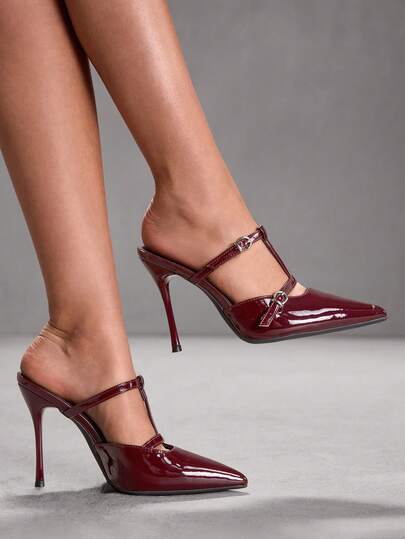 CUCCOO SZL Women's Fashionable Elegant Commuter Button Pointed Toe High Heels Valentine's Day