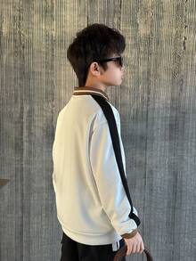 Mirajuku 两件套男童休闲长袖polo衫套装，简约印花设计，搭配束口裤，休闲又不失运动感。适合日常穿着和运动。