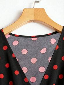 Franclia 女士休闲度假V领波点层叠荷叶边腰带衬衫 - 彩色 - 查看 5